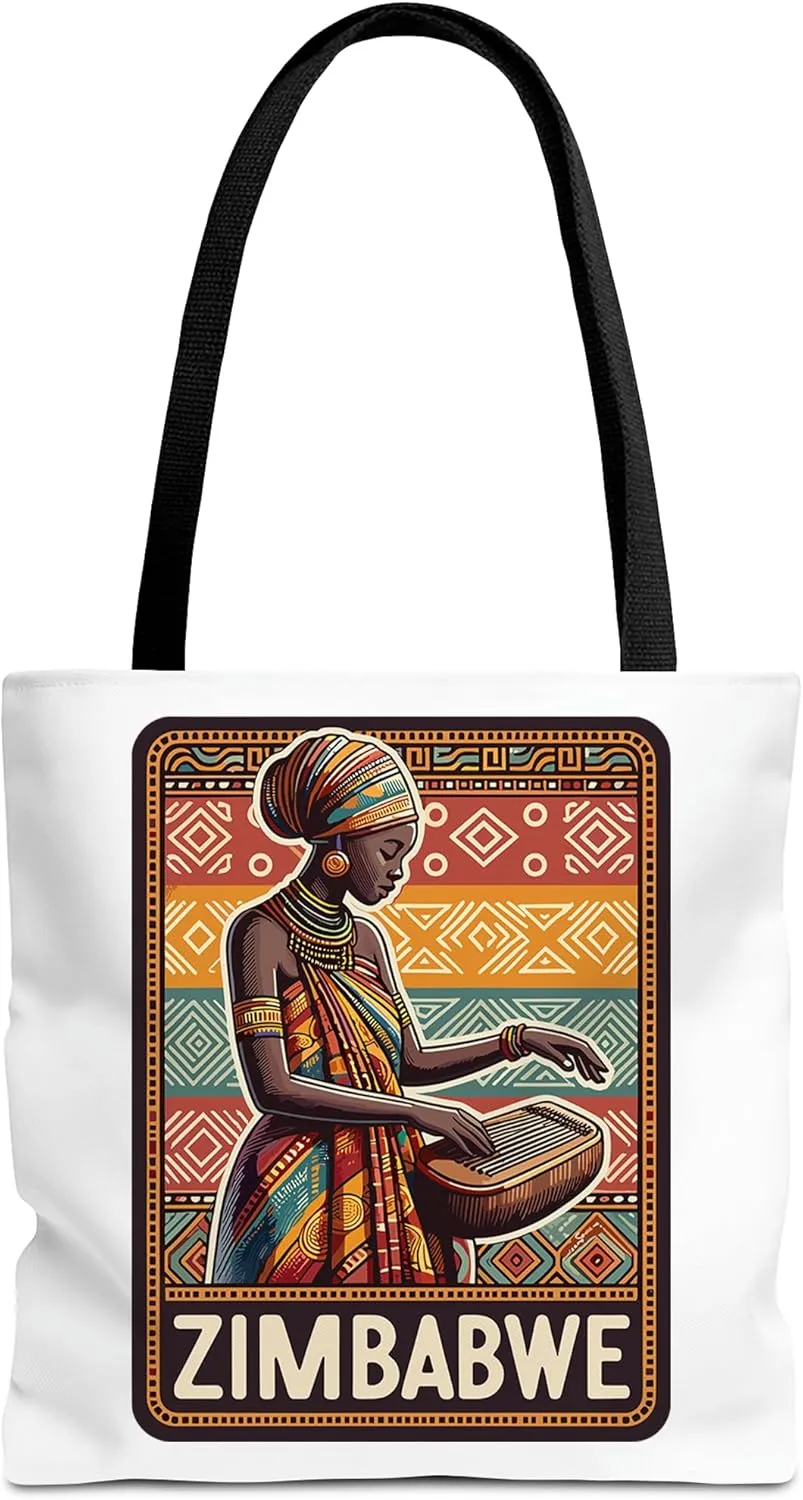 Zimbabwe Tote Bag for Women Men Casual Tote Bag Cloth Canvas Shopping Bags With Handles Cute Bags Everyday Use 16" x 16" Aesthetic Gift ID44998