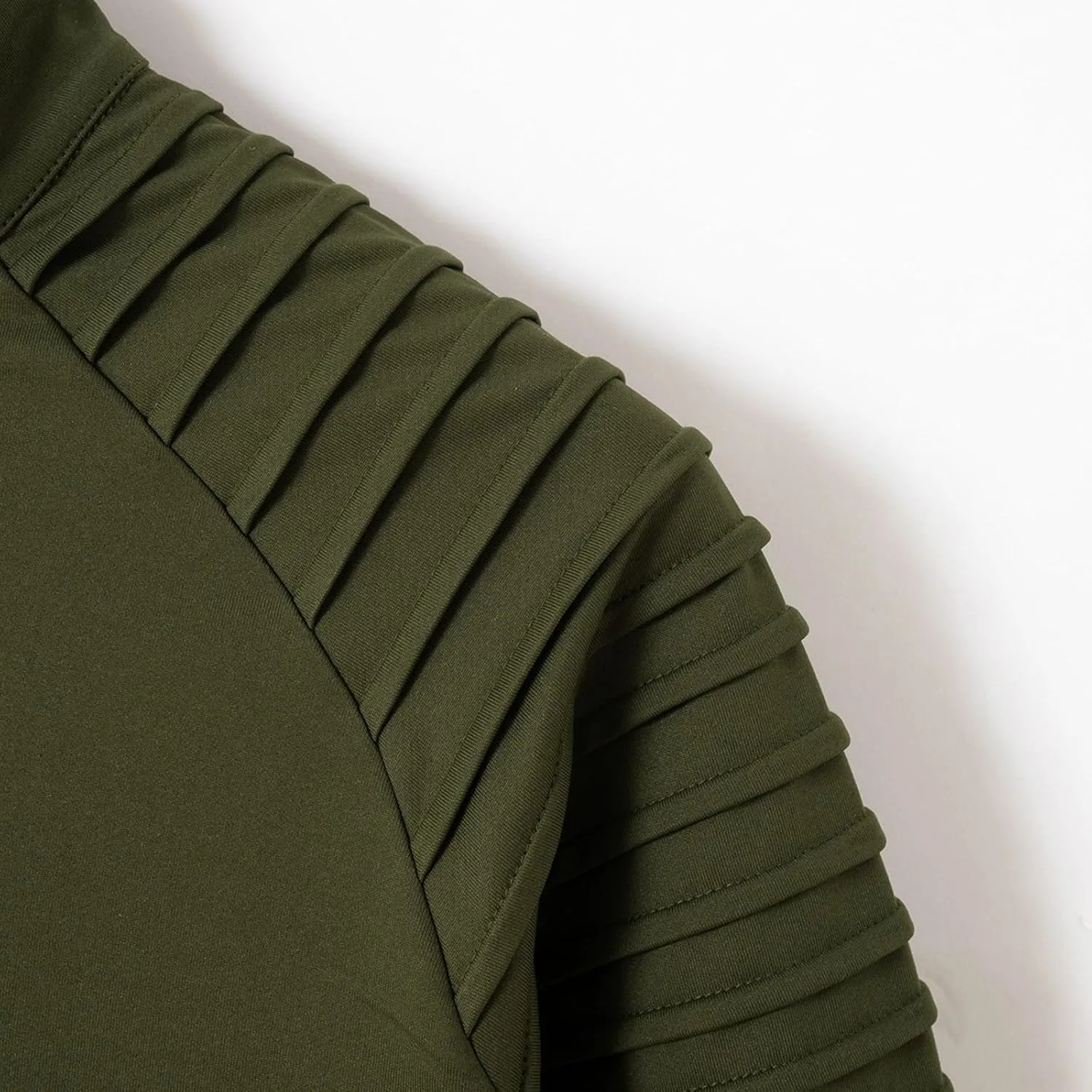 Zipper Shirts for Men's Slim Fit Shirt Casual Stretch Shoulder Pleated Zip Shirt T Shirts Men Pack Men Shirt