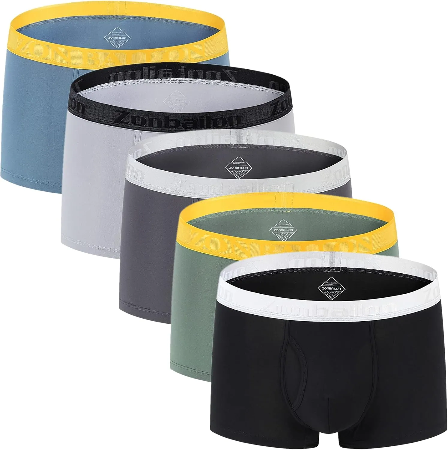 ZONBAILON Mens Underwear Boxer Briefs Pack Breathable Cooling Bamboo Viscose Underwear Trunks Medium